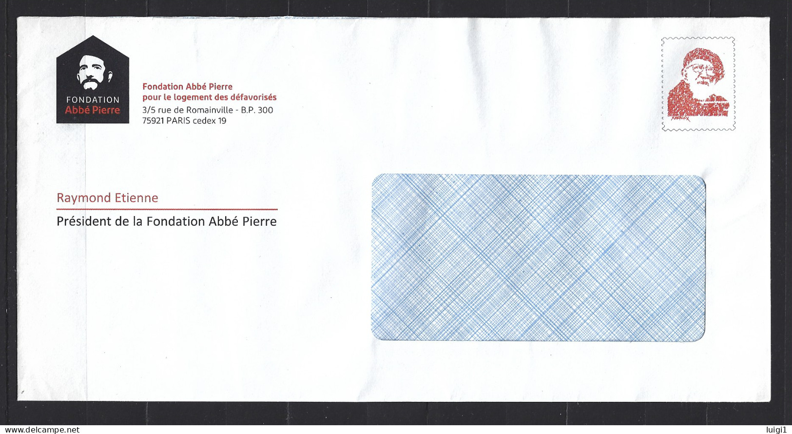 FRANCE - Pseudo Entier Privé Sur Enveloppe - Simili Timbre " Fondation Abbé Pierre "  Pli Circulé. TB. - Private Stationery