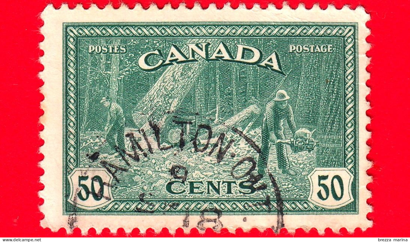 CANADA - Usato - 1946 - Diga - Legname Nella Columbia Britannica - Foreste - Alberi - 50 - Oblitérés