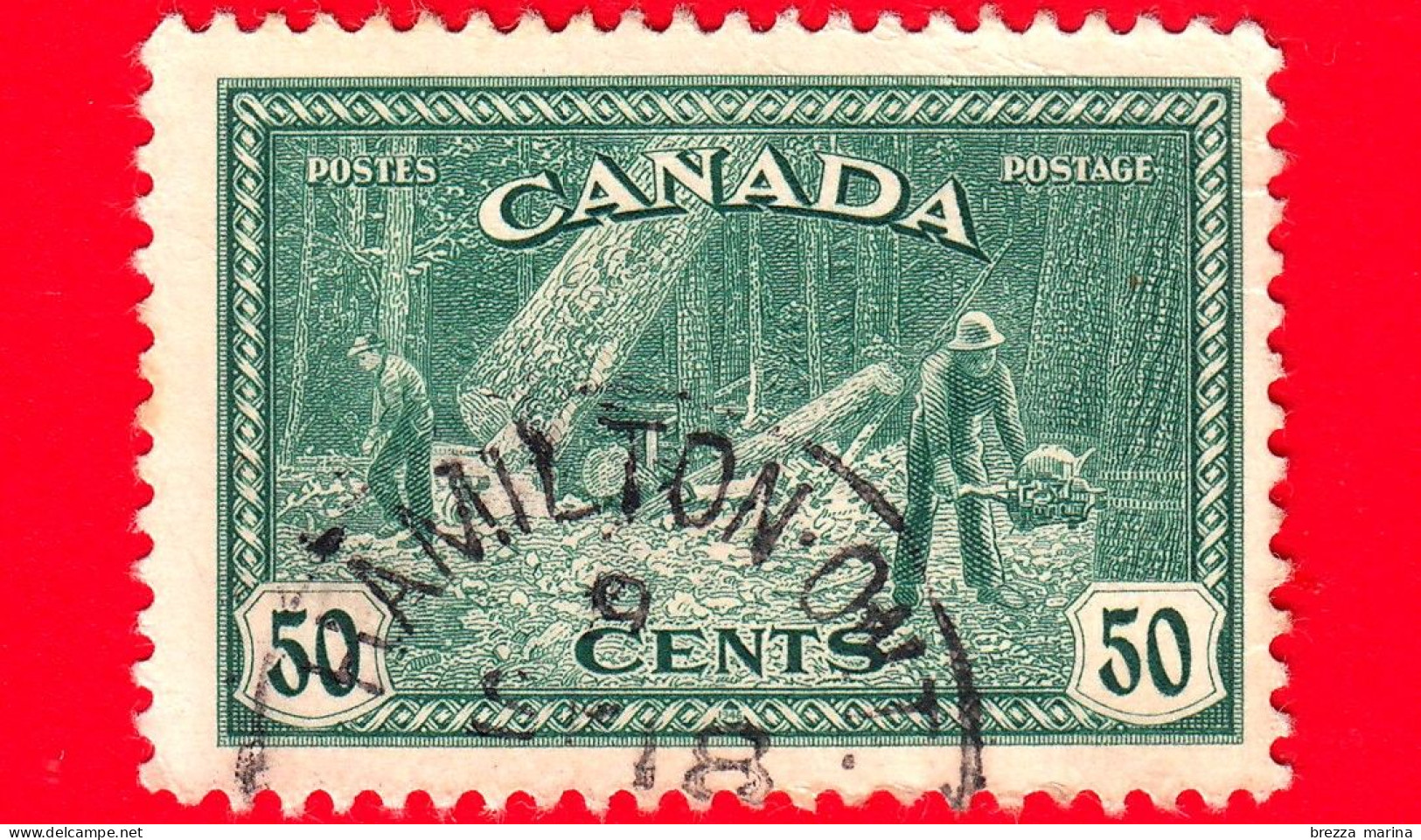 CANADA - Usato - 1946 - Diga - Legname Nella Columbia Britannica - Foreste - Alberi - 50 - Usados