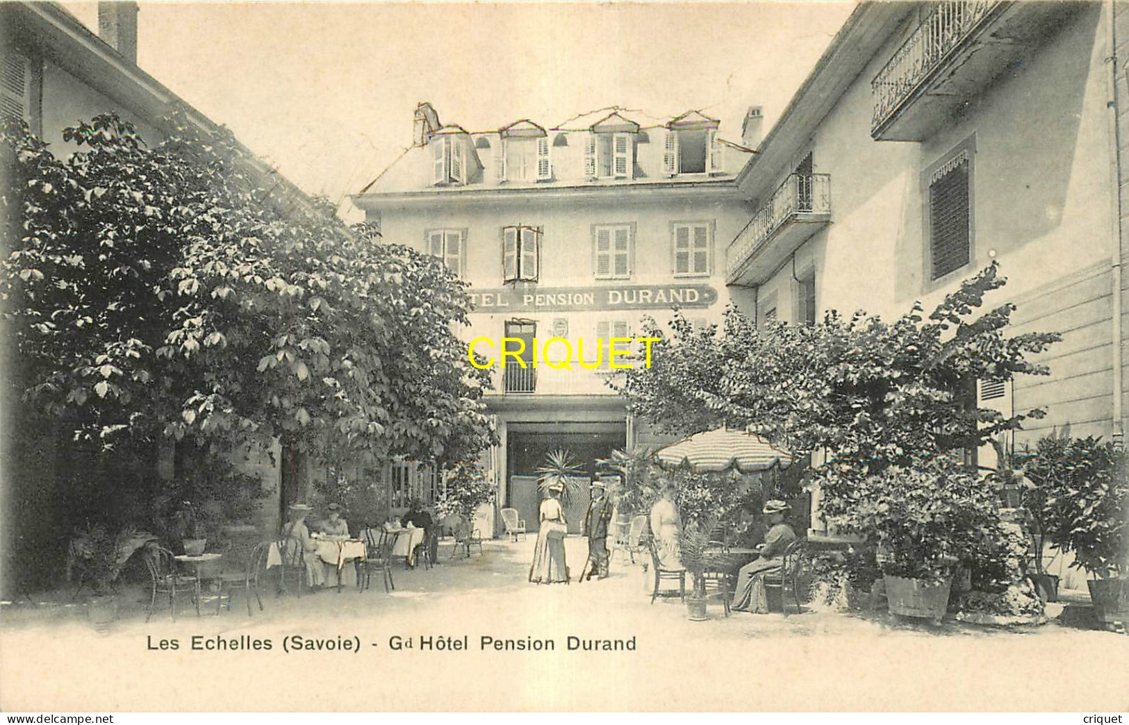 73 Les Echelles, Carte Pionnière (avant 1904) Grand Hotel-Pension Durand, Clients Attablés ... - Les Echelles