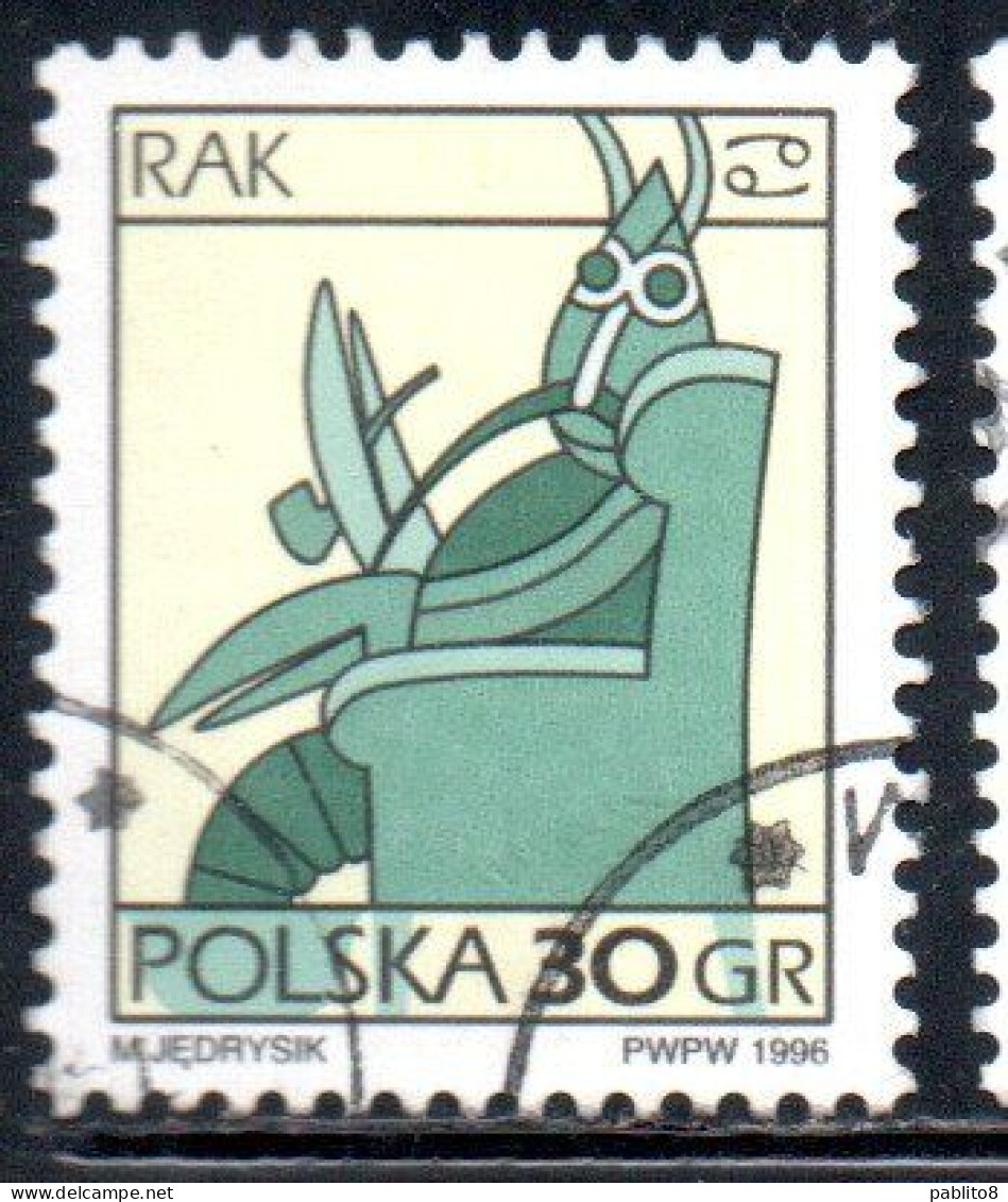 POLONIA POLAND POLSKA 1996 SIGNS OF THE ZODIAC CANCER 30g USED USATO OBLITERE' - Oblitérés