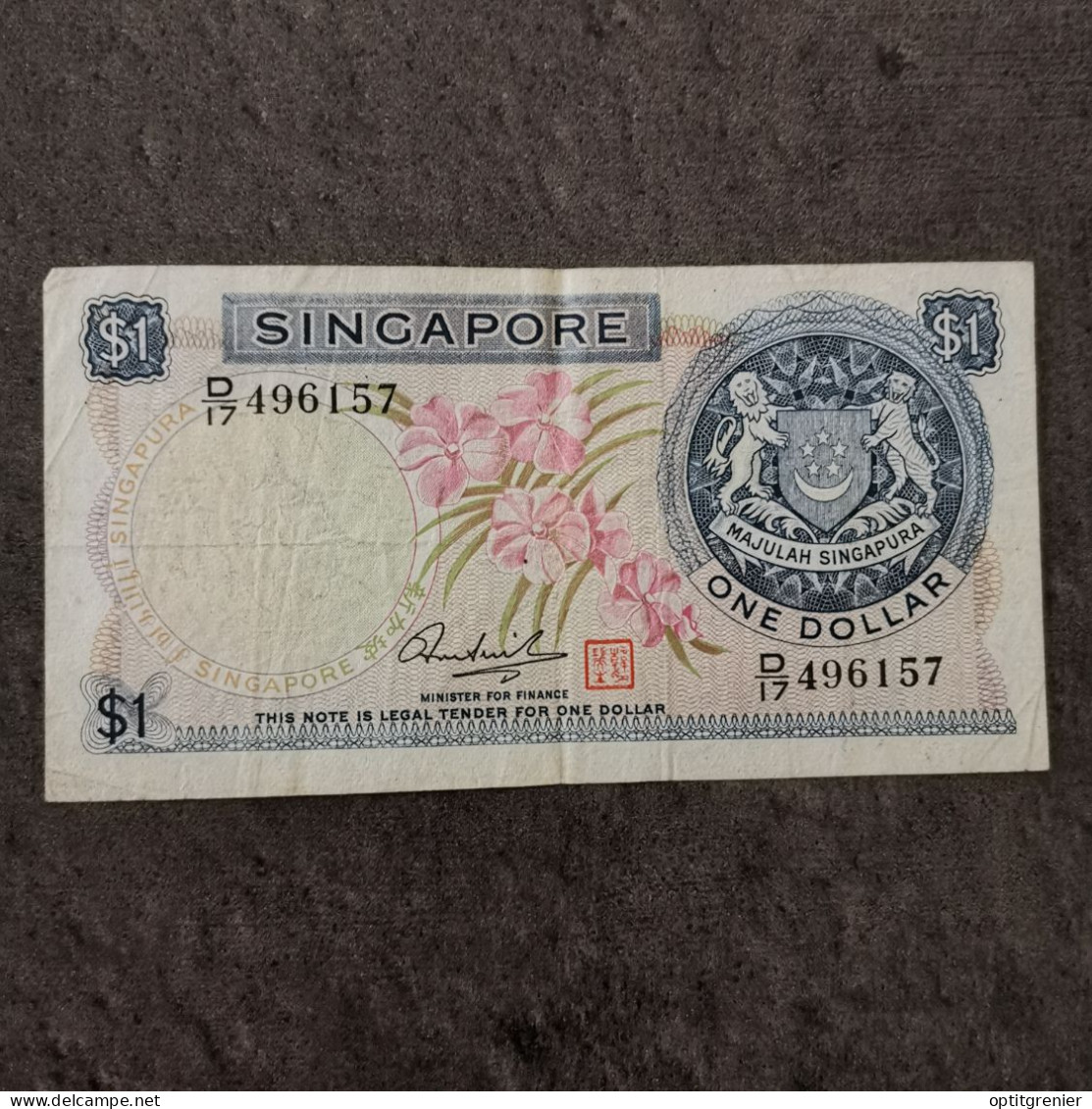 BILLET CIRCULE 1 DOLLAR 1972 SINGAPOUR / SINGAPORE BANKNOTE - Singapour