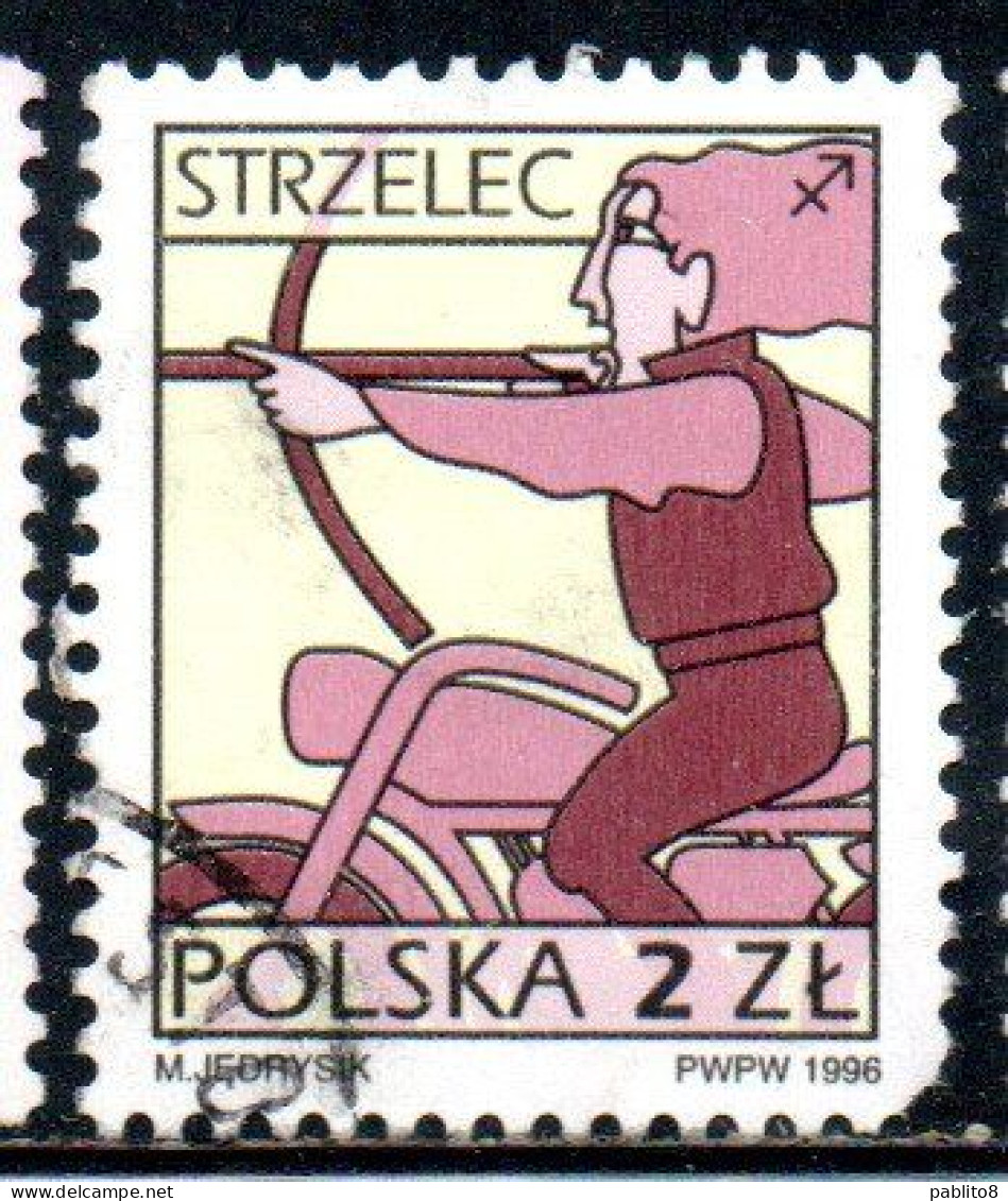 POLONIA POLAND POLSKA 1996 SIGNS OF THE ZODIAC SAGITTARIUS 2z USED USATO OBLITERE' - Used Stamps
