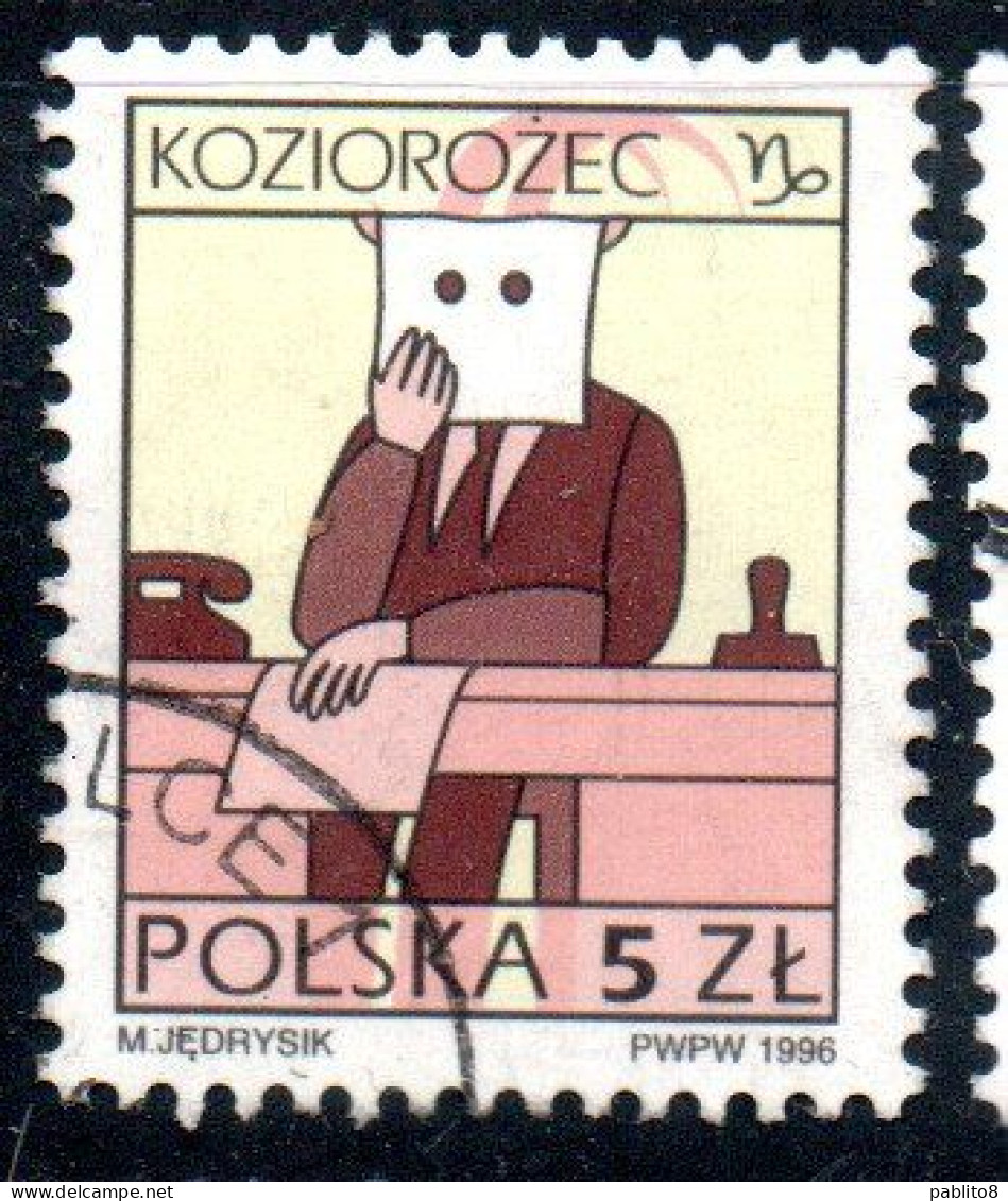 POLONIA POLAND POLSKA 1996 SIGNS OF THE ZODIAC CAPRICORN 5z USED USATO OBLITERE' - Used Stamps