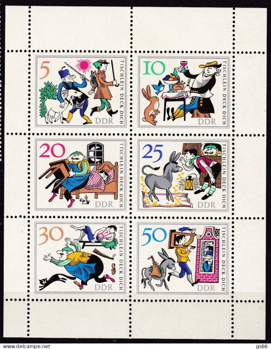 DDR 1966, 1236/41 Kleinbogen, MNH **, Märchen (I): Tischlein Deck Dich - 1950-1970