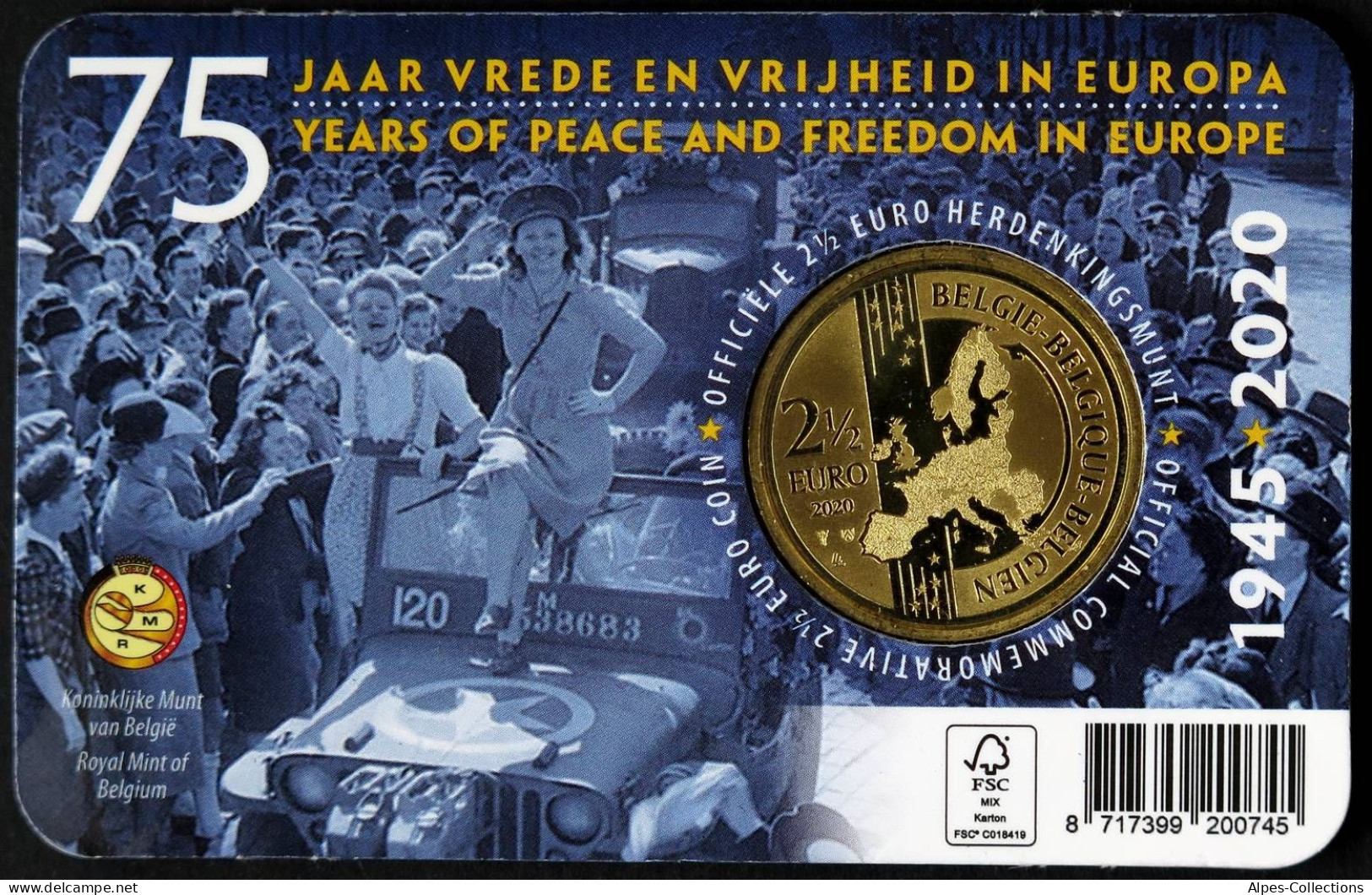 BEX00220.3 - COINCARD BELGIQUE - 2020 - 2,5 Euros 75 Ans Paix Et De Liberté - F - Belgique