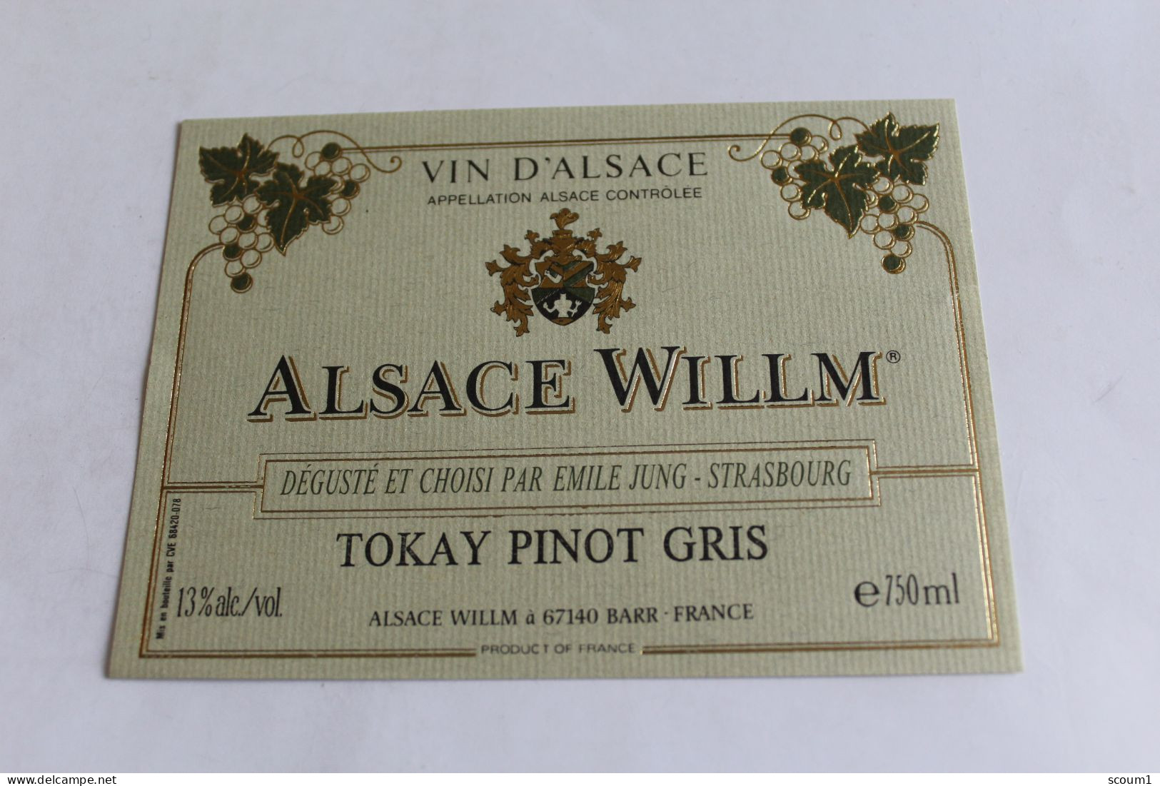 Etiquette Neuve  Vin D Alsace Alsace Willm Tokay Pinot Gris 67140 Barr - Other & Unclassified