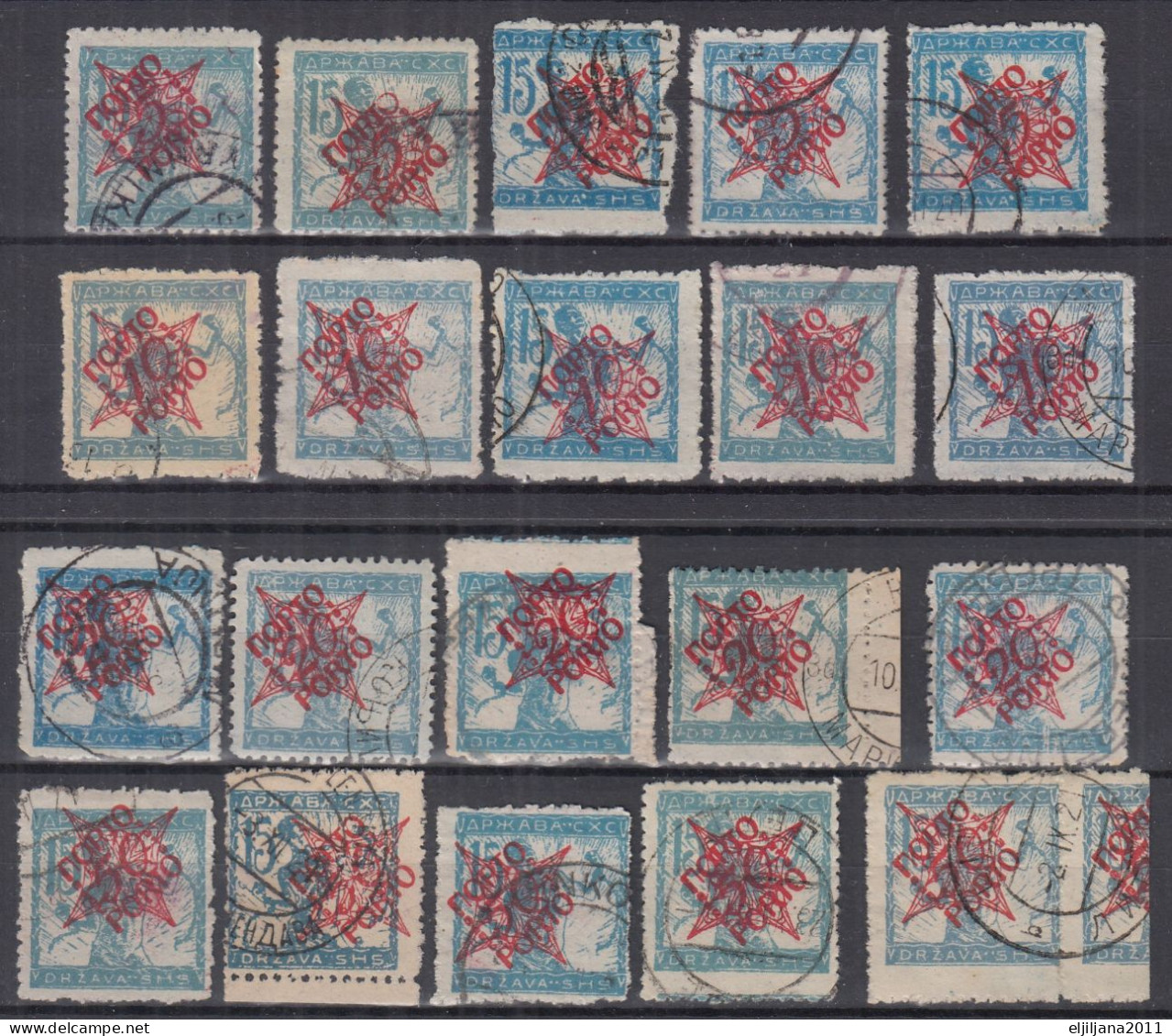 Yugoslavia 1920 Slovenia SHS ⁕ VERIGARI Chain Breaker - Postage Due - Overprint PORTO Mi.44-47 X5 ⁕ 20v Used / Shades - Gebruikt