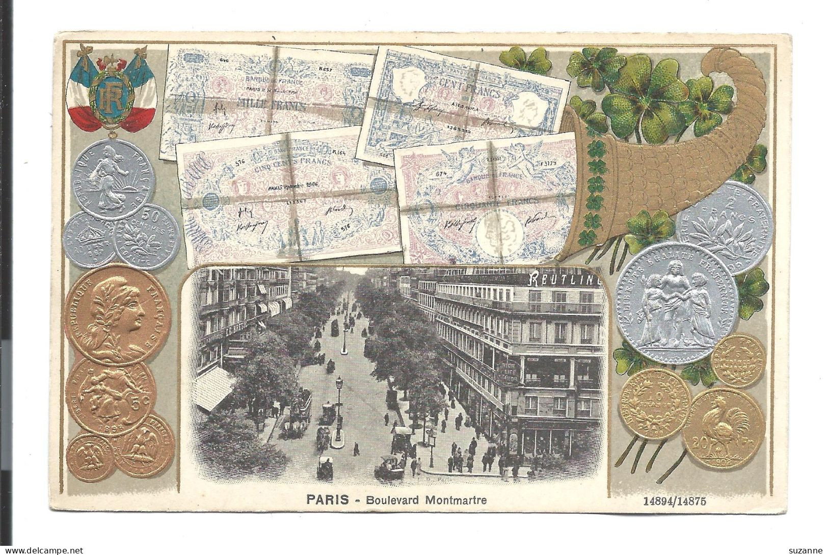 PARIS Boulevard Montmartre - Représentation De La Monnaie - Pièces Et Billets De France - Monete (rappresentazioni)