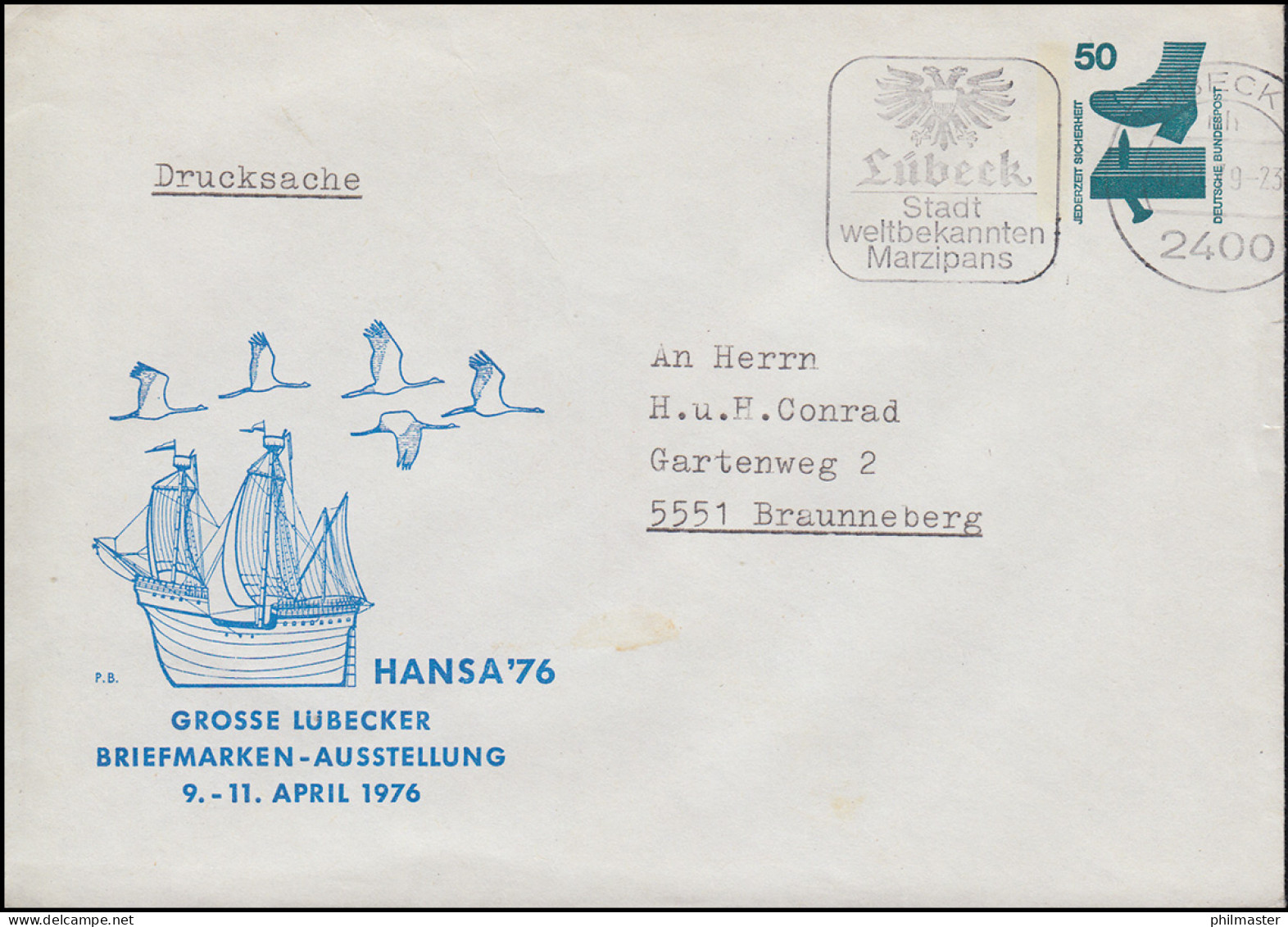 Privatumschlag PU 32a Große Lübecker Ausstellung HANSA 76, LÜBECK 30.9.79 - Privé Briefomslagen - Ongebruikt