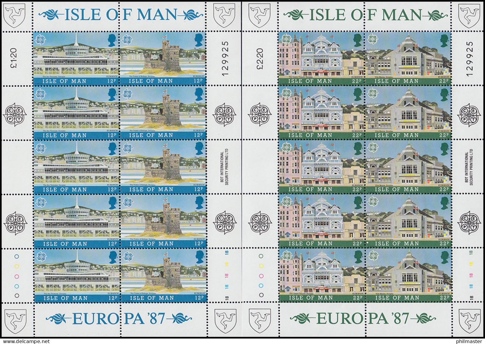 Isle Of Man 335-338 Europa Moderne Architektur, Kleinbogen-Satz ** - Man (Ile De)