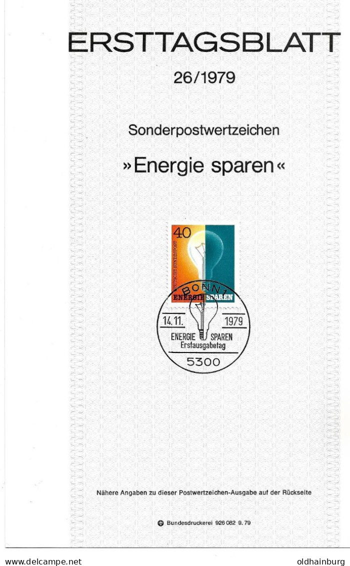 2039t: BRD- ETB 1979, "Energie Sparen" - Elettricità