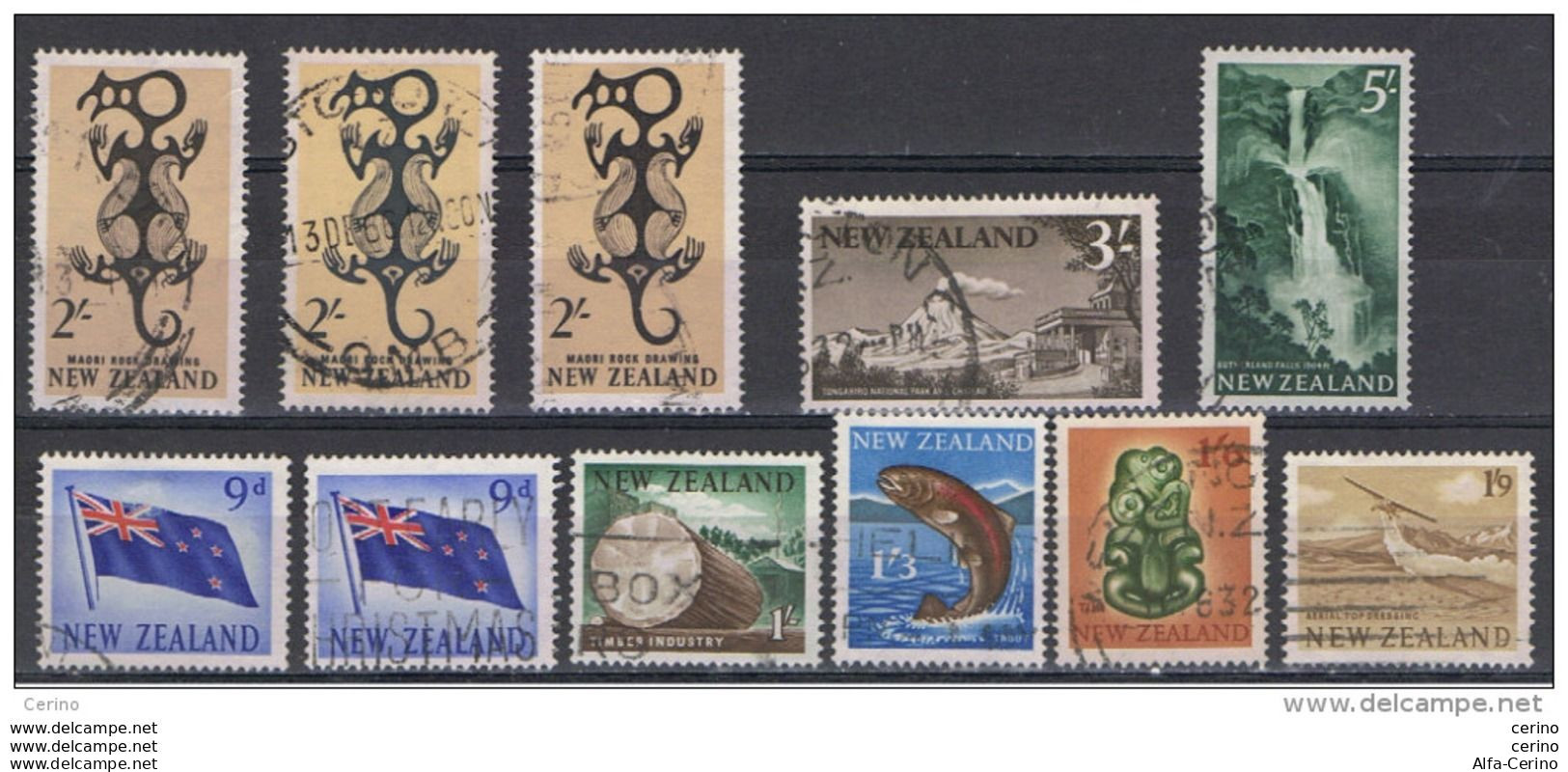 NEW  ZEALAND:  1960/62  LOT  11  USED  REP.  STAMPS  -  YV/TELL. 391//399 - Usati
