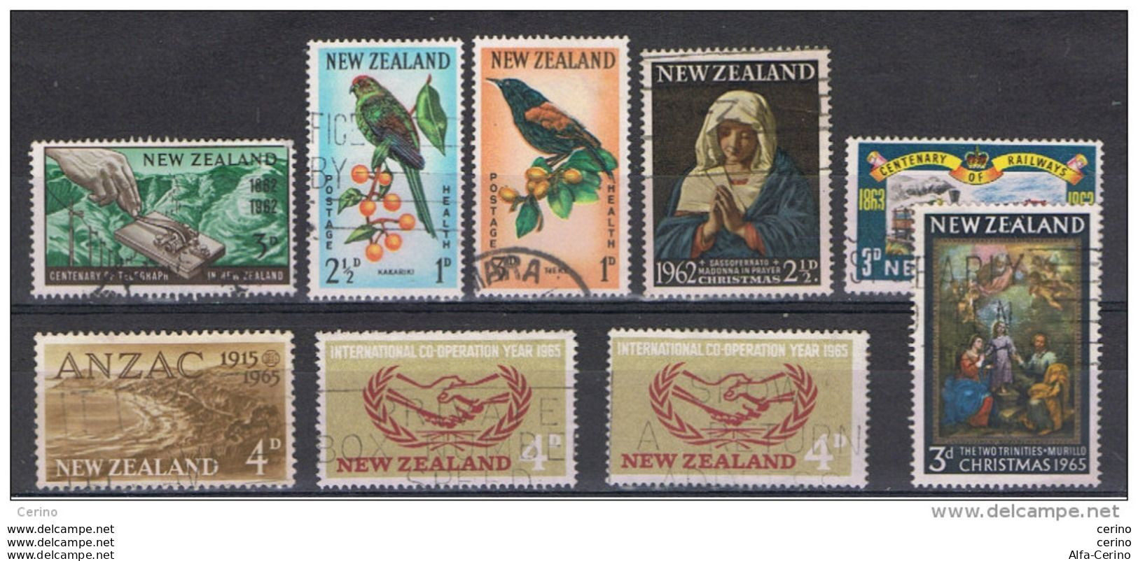 NEW  ZEALAND:  1962/65  LOT  9  USED  STAMPS  -  YV/TELL. 409/ - Used Stamps