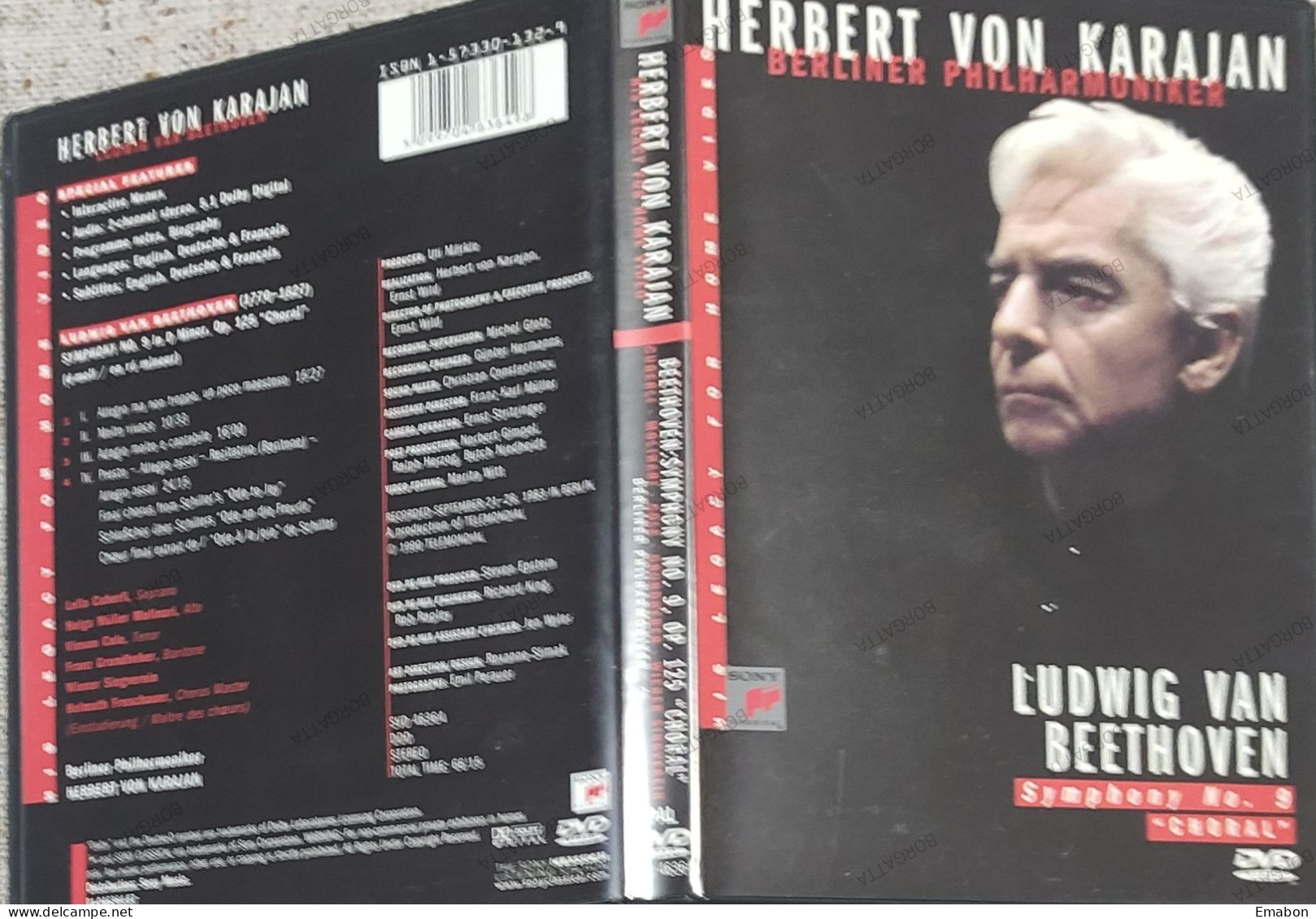 BORGATTA - MUSICA -  Dvd LUDWIG VAN BEETHOVEN SIMPHONY 9 CORAL - VON KARAJAN - SONY- USATO In Buono Stato - Concert Et Musique