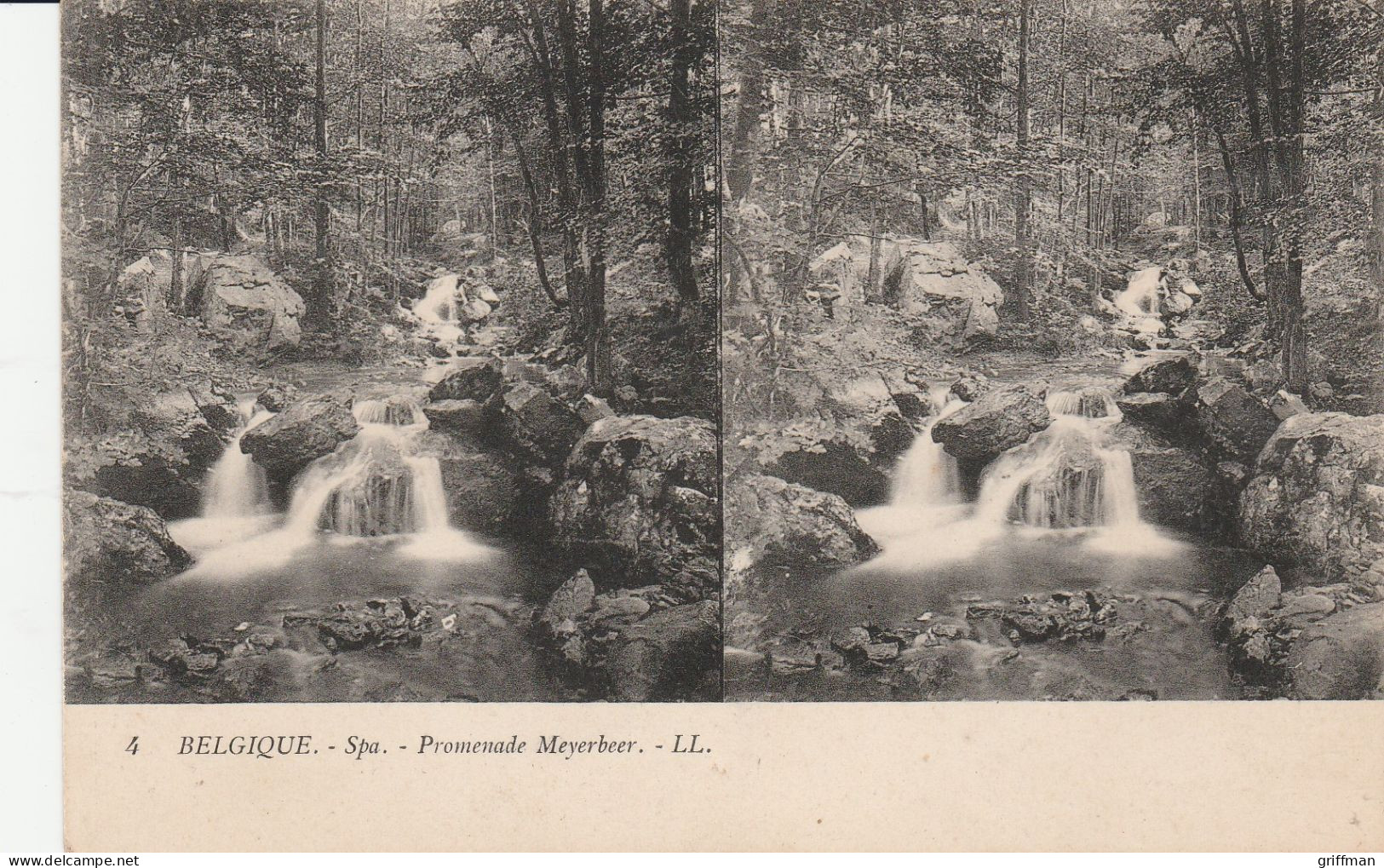 CARTE STEREOSCOPIQUE BELGIQUE SPA PROMENADE MEYERBEER TBE - Stereoscope Cards