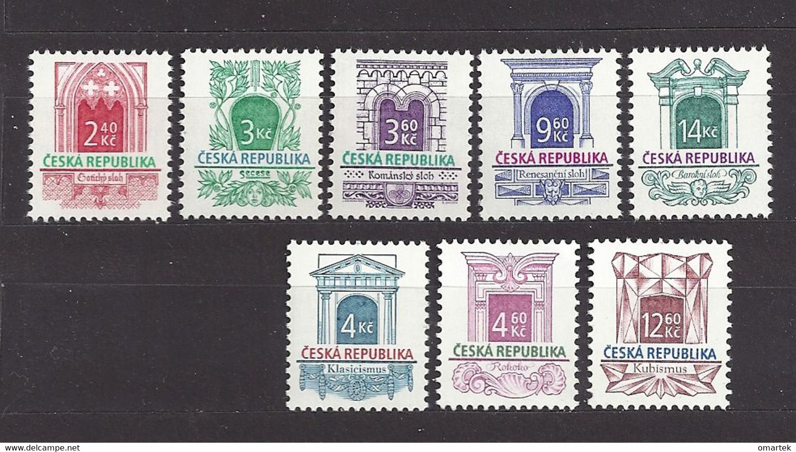 Czech Republic 1995 MNH ** Mi 89, 92-95 118, 140, 150 Sc 2966-2970 Building Styles, Baustile. Tschechische Republik - Nuovi