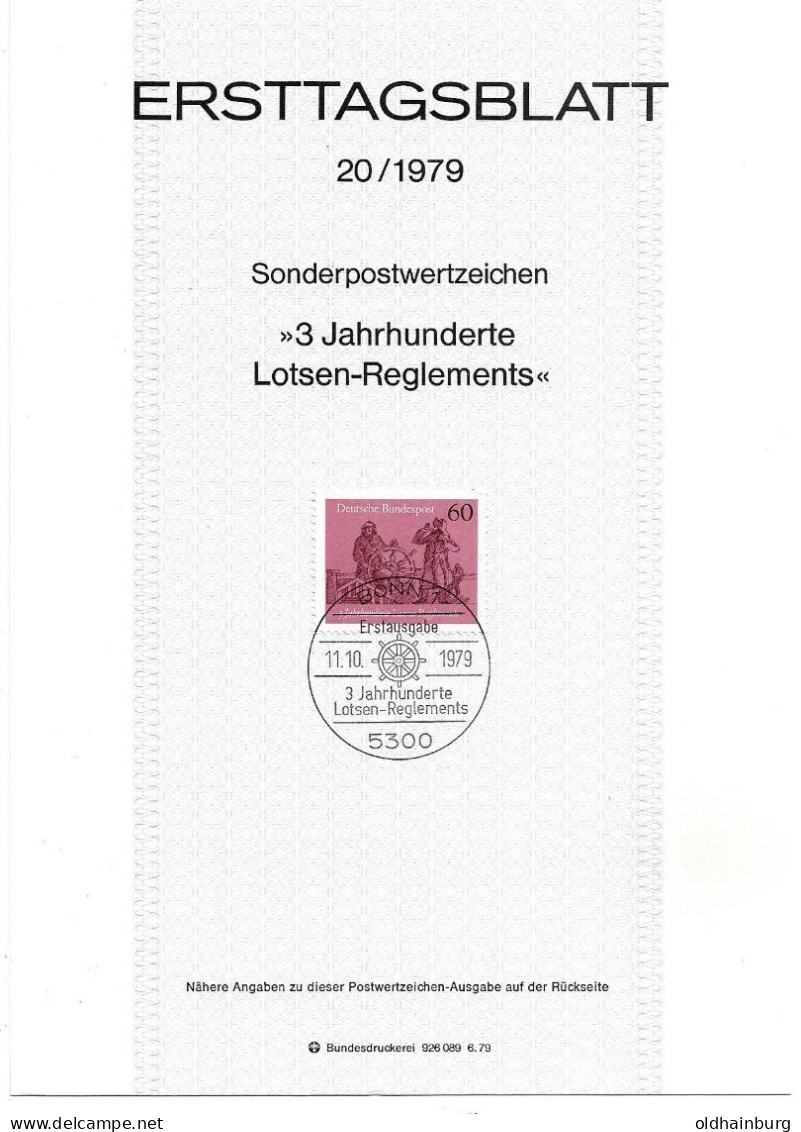 2039y: BRD- ETB 1979, 3 Jahrhunderte Schiffslotsen- Reglements - Autres (Mer)