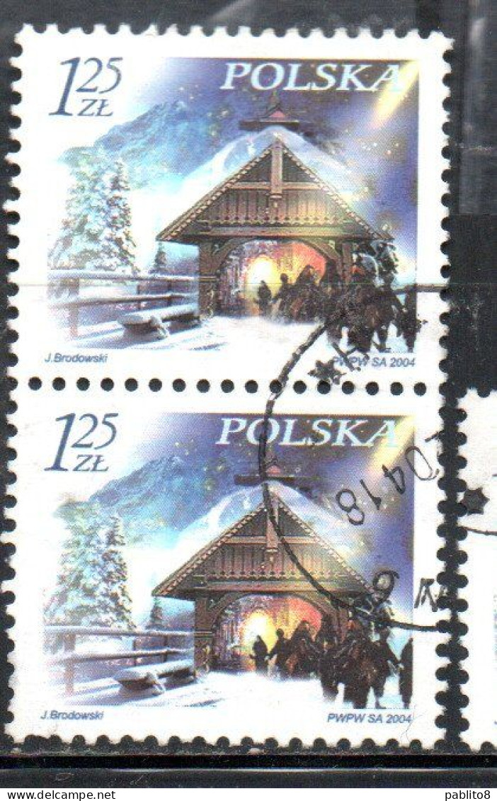 POLONIA POLAND POLSKA 2004 CHRISTMAS WORSHIPPERS AT SHRINE 1.25z USED USATO OBLITERE' - Used Stamps