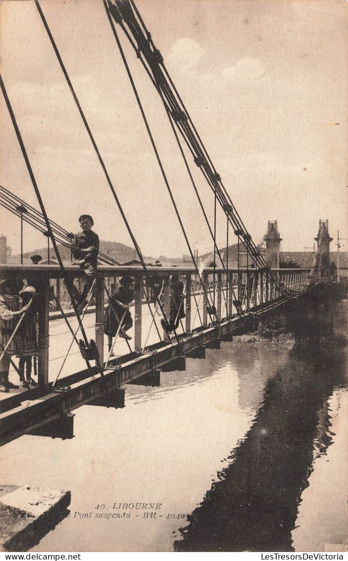 FRANCE - Libourne - Vue Sur Le Pont Suspendu - BR - Carte Postale Ancienne - Libourne