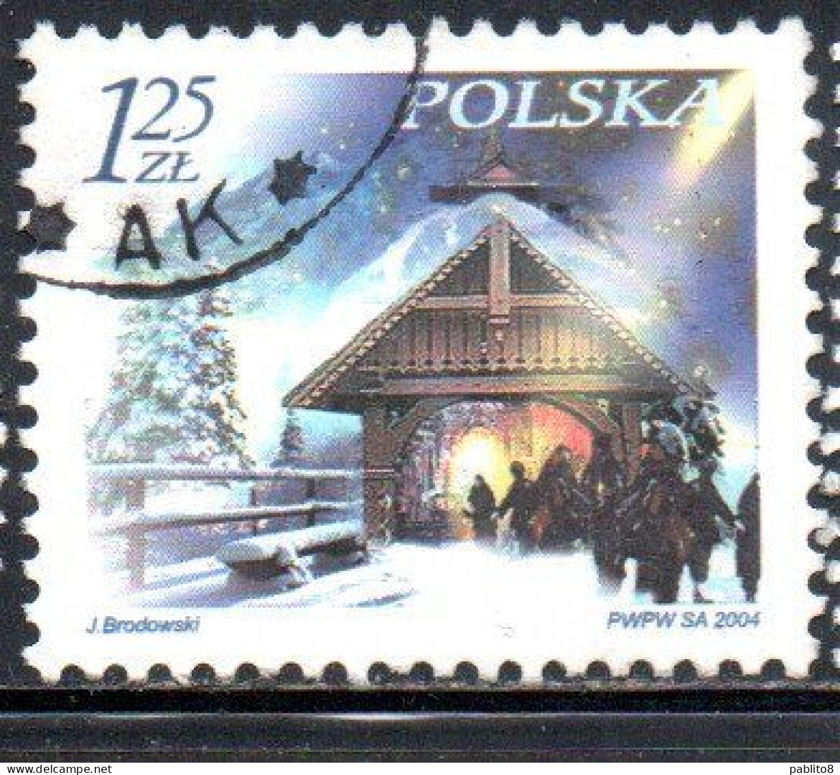 POLONIA POLAND POLSKA 2004 CHRISTMAS WORSHIPPERS AT SHRINE 1.25z USED USATO OBLITERE' - Usati