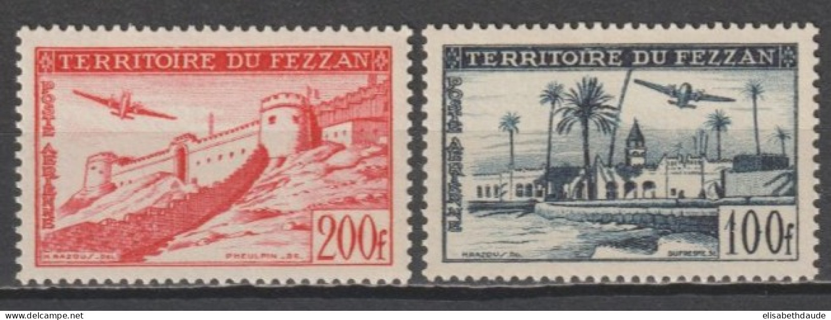 FEZZAN - 1951 - POSTE AERIENNE YVERT N° 6/7 ** MNH - COTE = 32 EUR - Nuevos