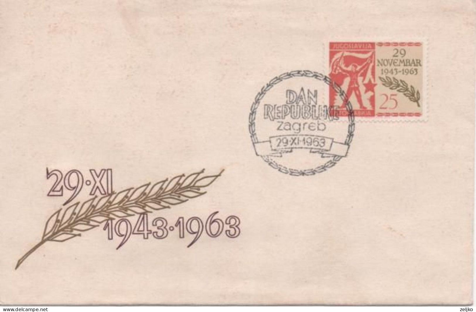 Yugoslavia, Croatia, Dan Republike, Republic Day 1963, Zagreb - Storia Postale