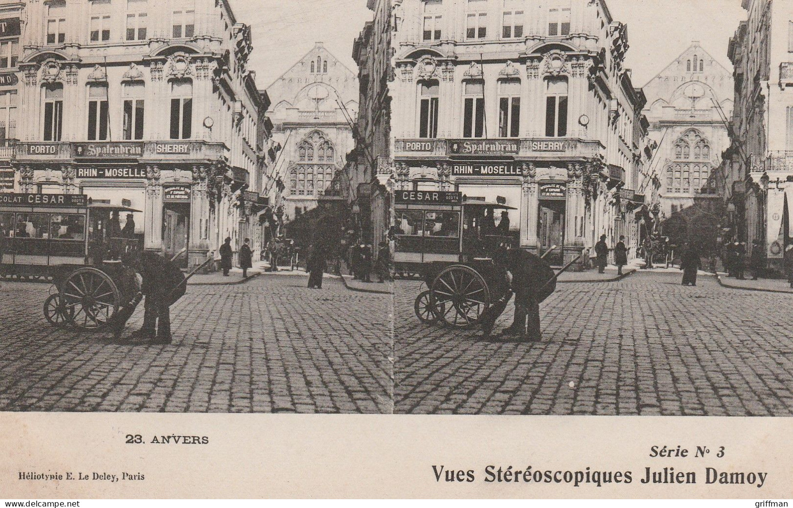 CARTE STEREOSCOPIQUE BELGIQUE ANVERS JULIEN DAMOY TBE - Stereoskopie