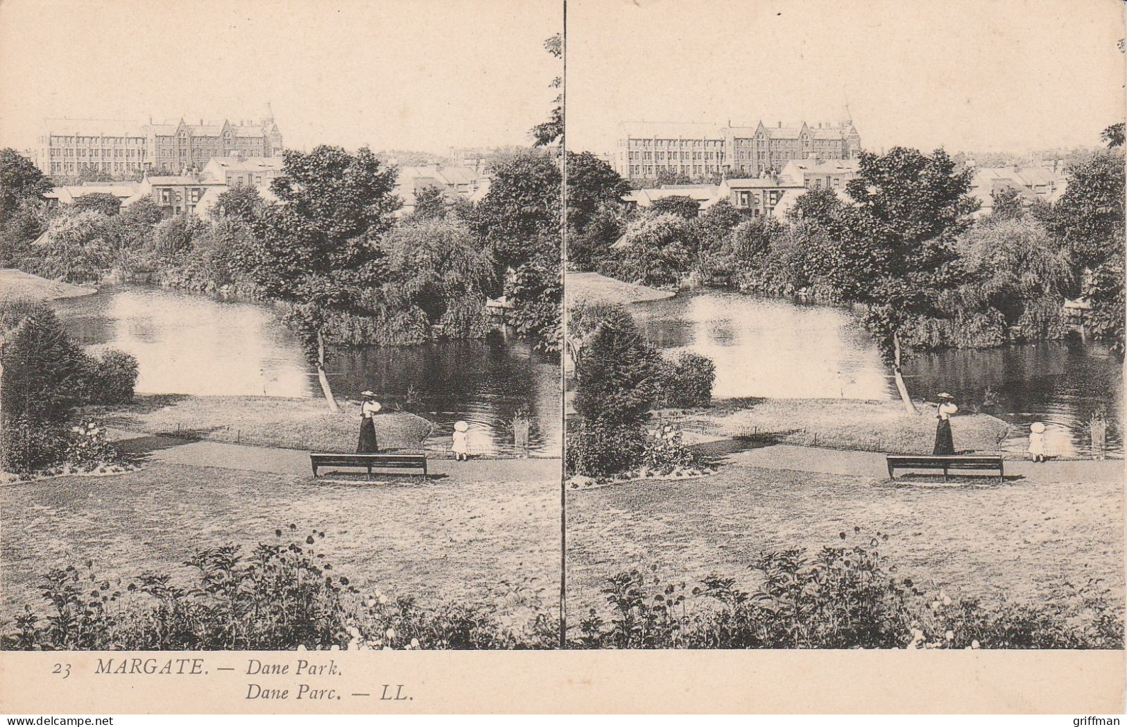 CARTE STEREOSCOPIQUE ANGLETERRE MARGATE DANE PARK TBE - Stereoscope Cards