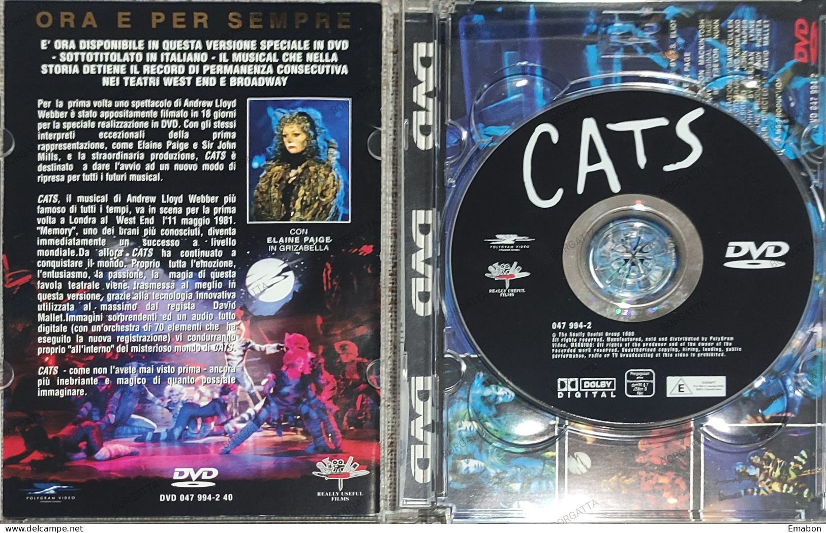 BORGATTA - MUSICAL-  Dvd CATS - ANDREW LLOYD WEBBER - THE REALLY 1998 - USATO In Buono Stato - Commedia Musicale