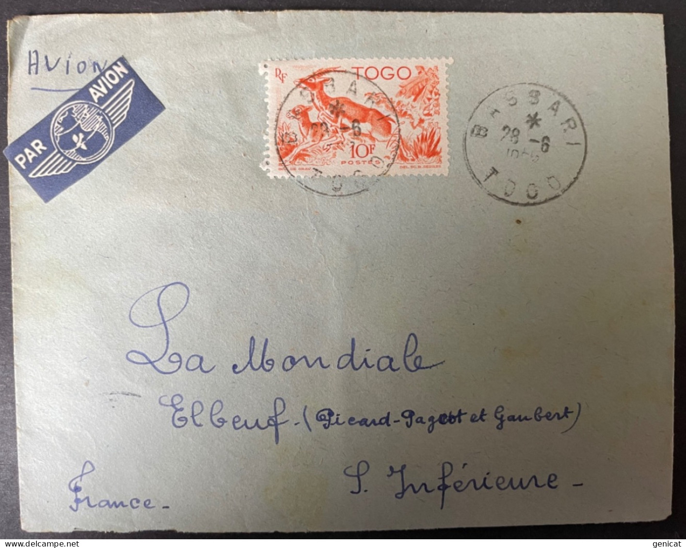 Togo Lettre De Bassari 1952 Pour Elbeuf - Cartas & Documentos