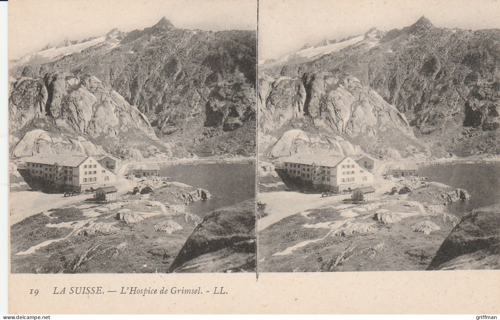 CARTE STEREOSCOPIQUE LA SUISSE L'HOSPICE DE GRIMSEL TBE - Stereoskopie