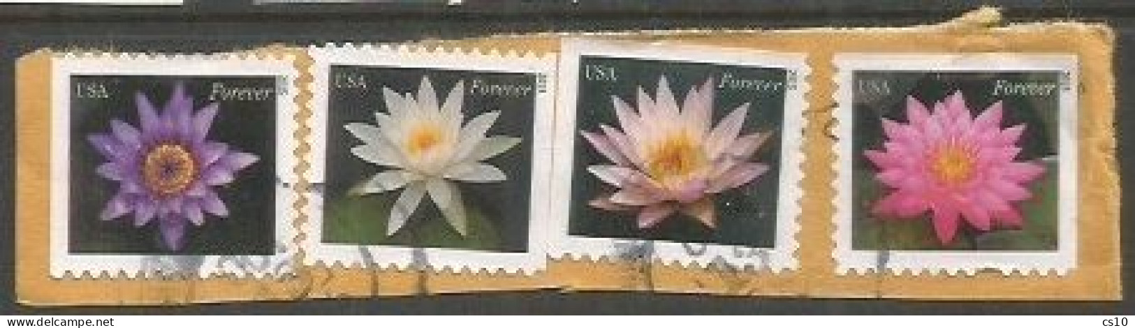 USA 2015 Water Lilies Booklet Issue SC.# 4964/67 - Cpl 4v Set VFU On The Same Piece - Collezioni & Lotti