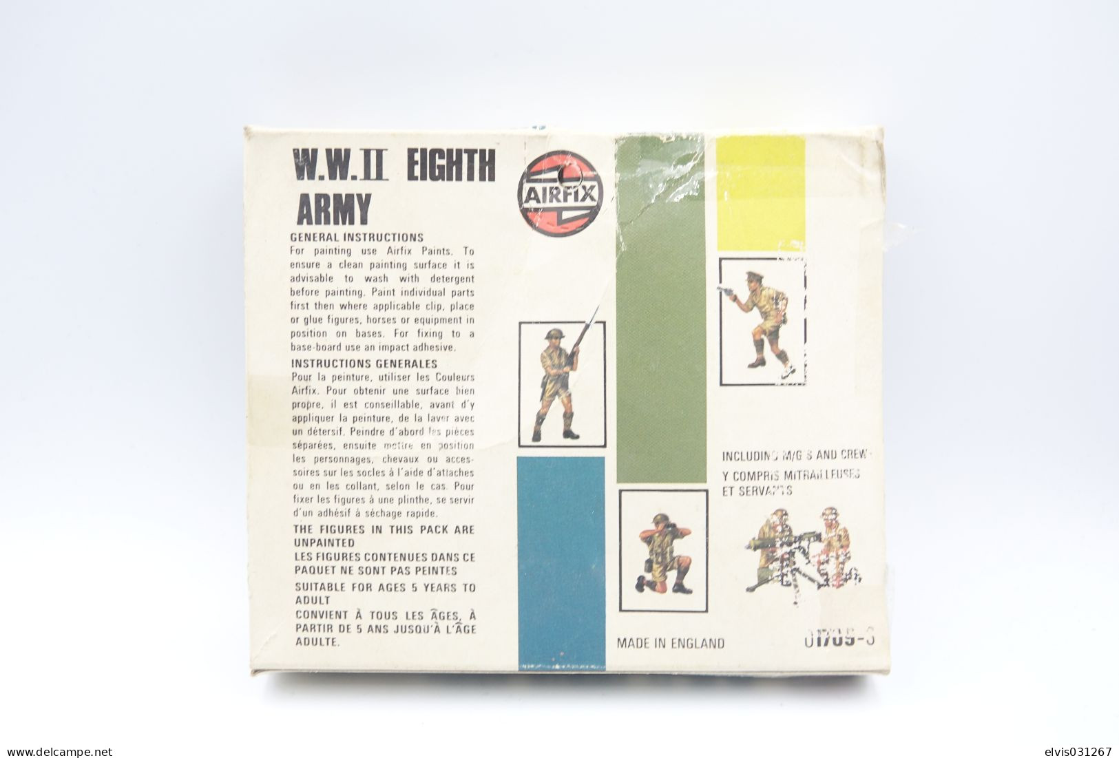 Airfix WW2 EIGHTH ARMY , Scale HO/OO, Vintage 47pc - Small Figures