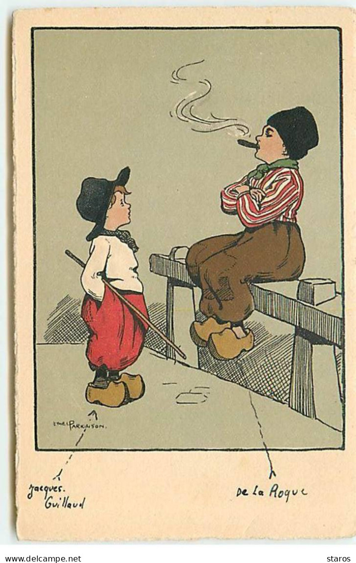 Illustrateur - Ethel Parkinson - Deux Garçons En Sabot, L'un Fumant Un Cigare - Parkinson, Ethel