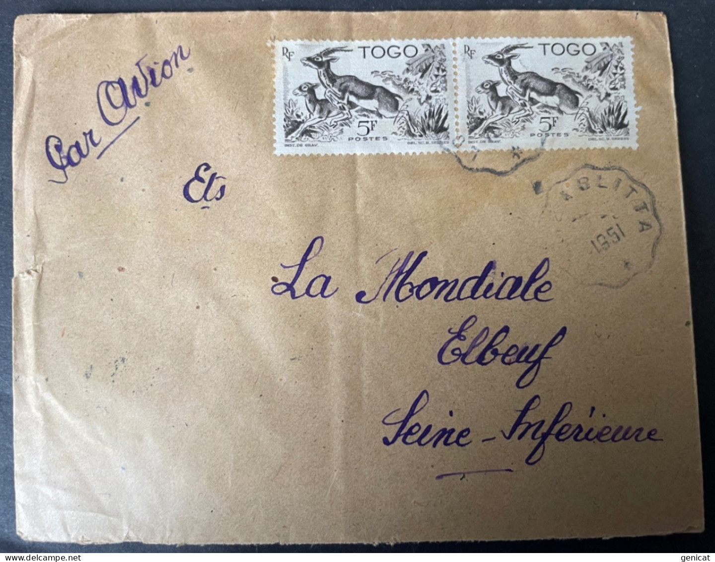 Togo Lettre De Tsévié 1951 Pour Elbeuf - Covers & Documents