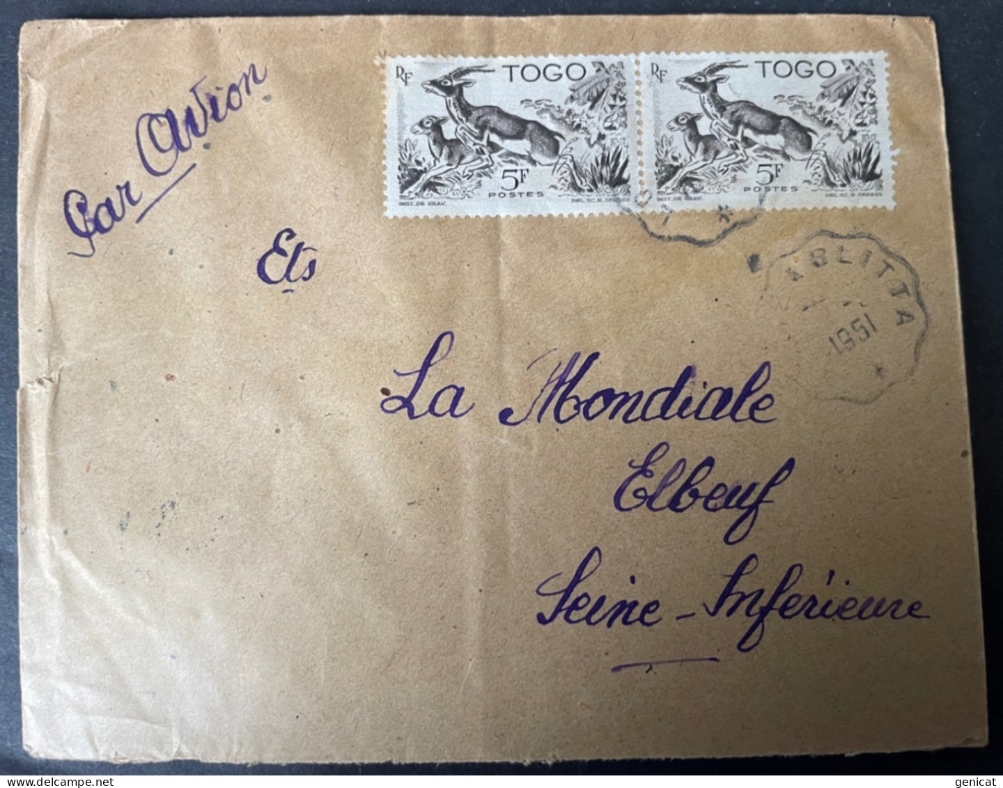 Togo Lettre De Tsévié 1951 Pour Elbeuf - Cartas & Documentos