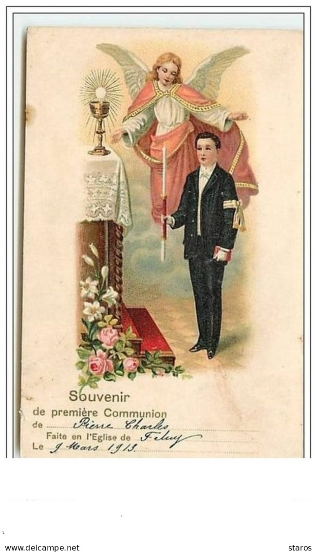 Souvenir De Première Communion - Jeune Garçon Et Ange Gardien - Kommunion