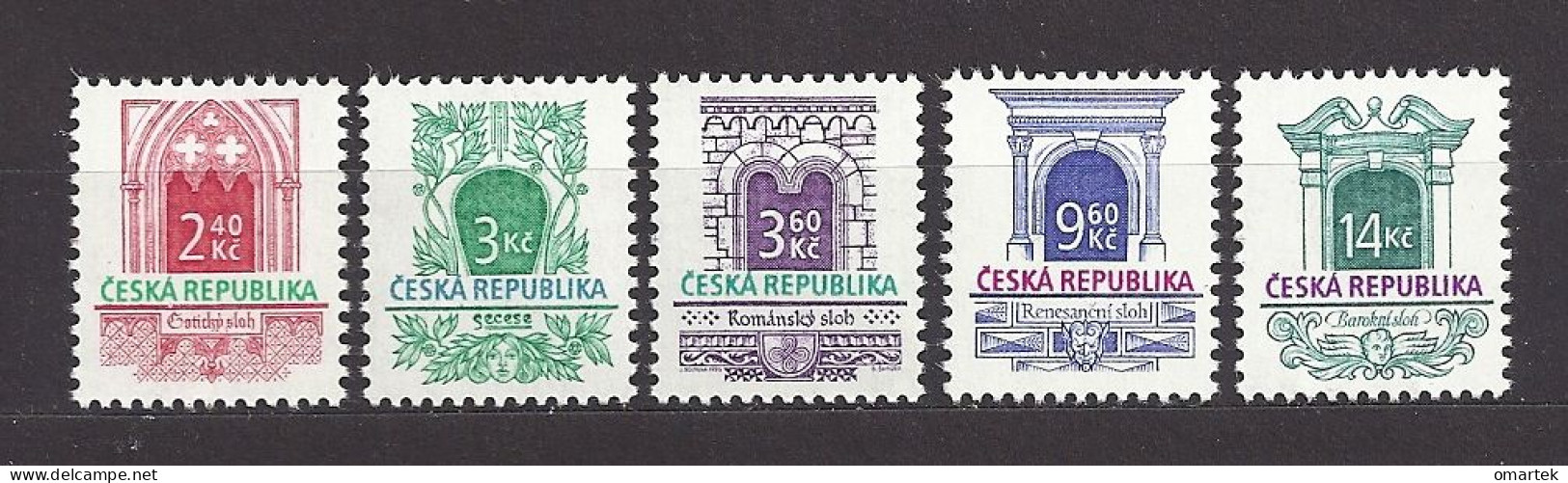 Czech Republic 1995 MNH ** Mi 89, 92-95 Sc 2966-67A, 2969, 2970 Building Styles, Baustile. Tschechische Republik - Unused Stamps