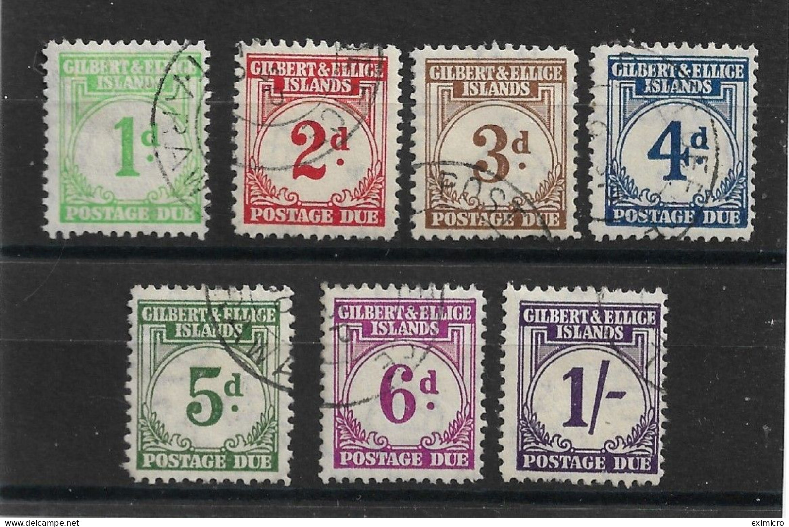 GILBERT AND ELLICE ISLANDS 1940 POSTAGE DUE SET TO 1s SG D1/D7 FINE USED HIGHLY CATALOGUED. - Islas Gilbert Y Ellice (...-1979)