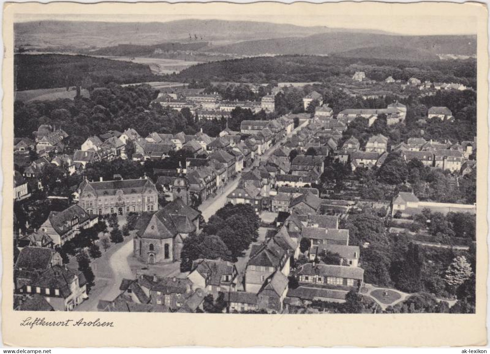 Ansichtskarte Bad Arolsen Blick über Die Stadt - Straße 1937  - Bad Arolsen