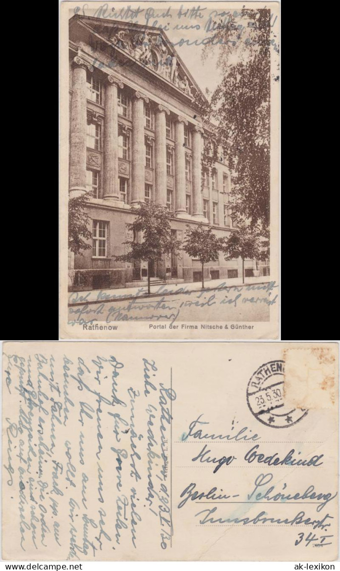 Ansichtskarte Rathenow Portal Der Firma Nitsche Und Günther 1930  - Rathenow