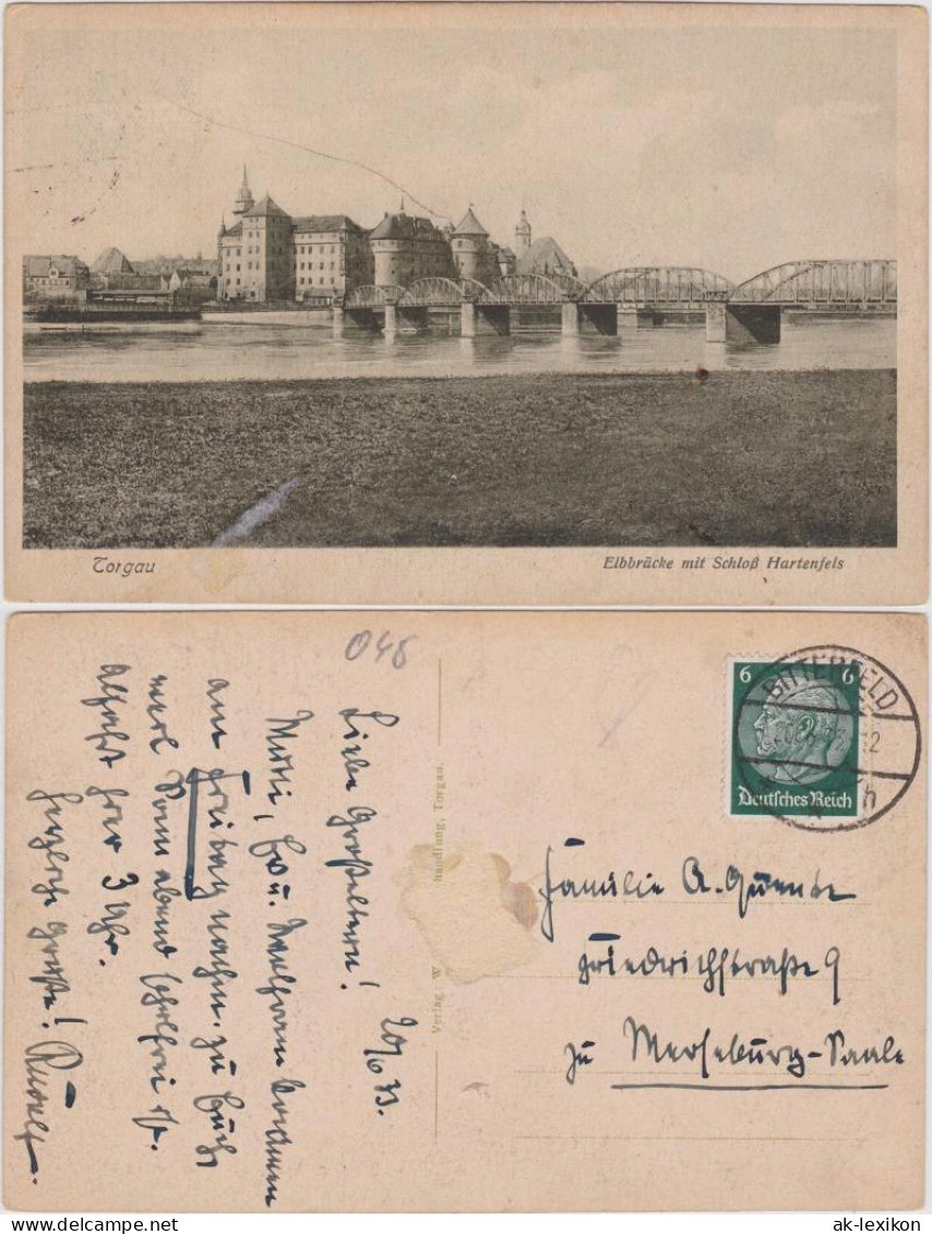 Ansichtskarte Torgau Elbbrücke Mit Schloß 1933  - Torgau