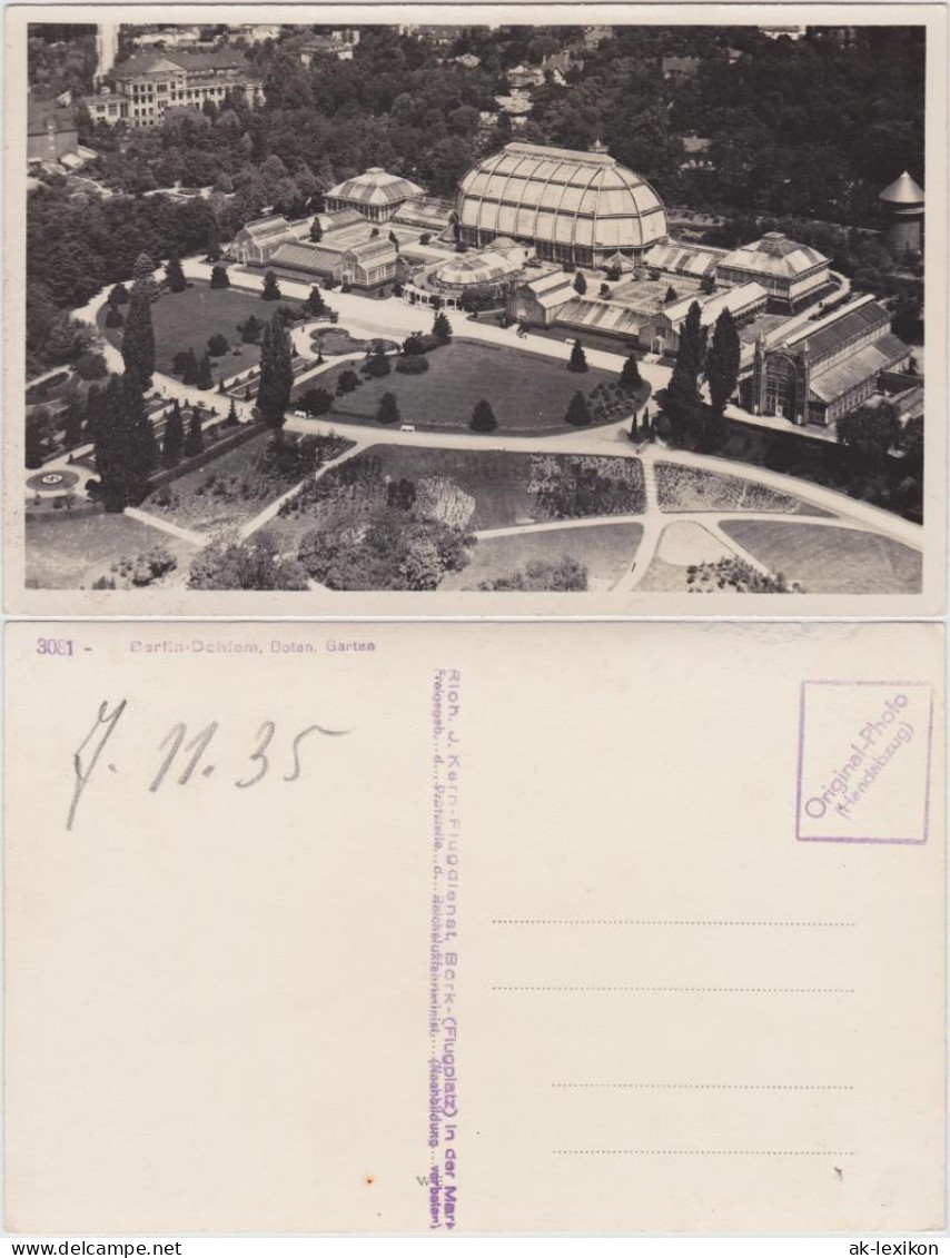 Ansichtskarte Dahlem-Berlin Luftbild Botanischer Garten 1935 - Dahlem