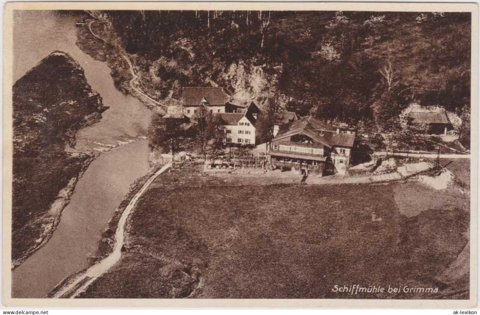 Ansichtskarte Grimma Schiffmühle - Luftbild 1932 - Grimma