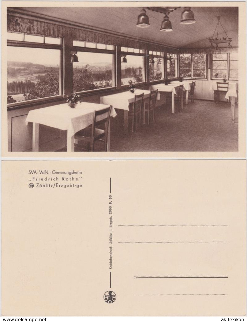 Ansichtskarte Zöblitz SVA-VdN.-Genesungsheim "Friedrich Rothe" - Innen 1949 - Zoeblitz