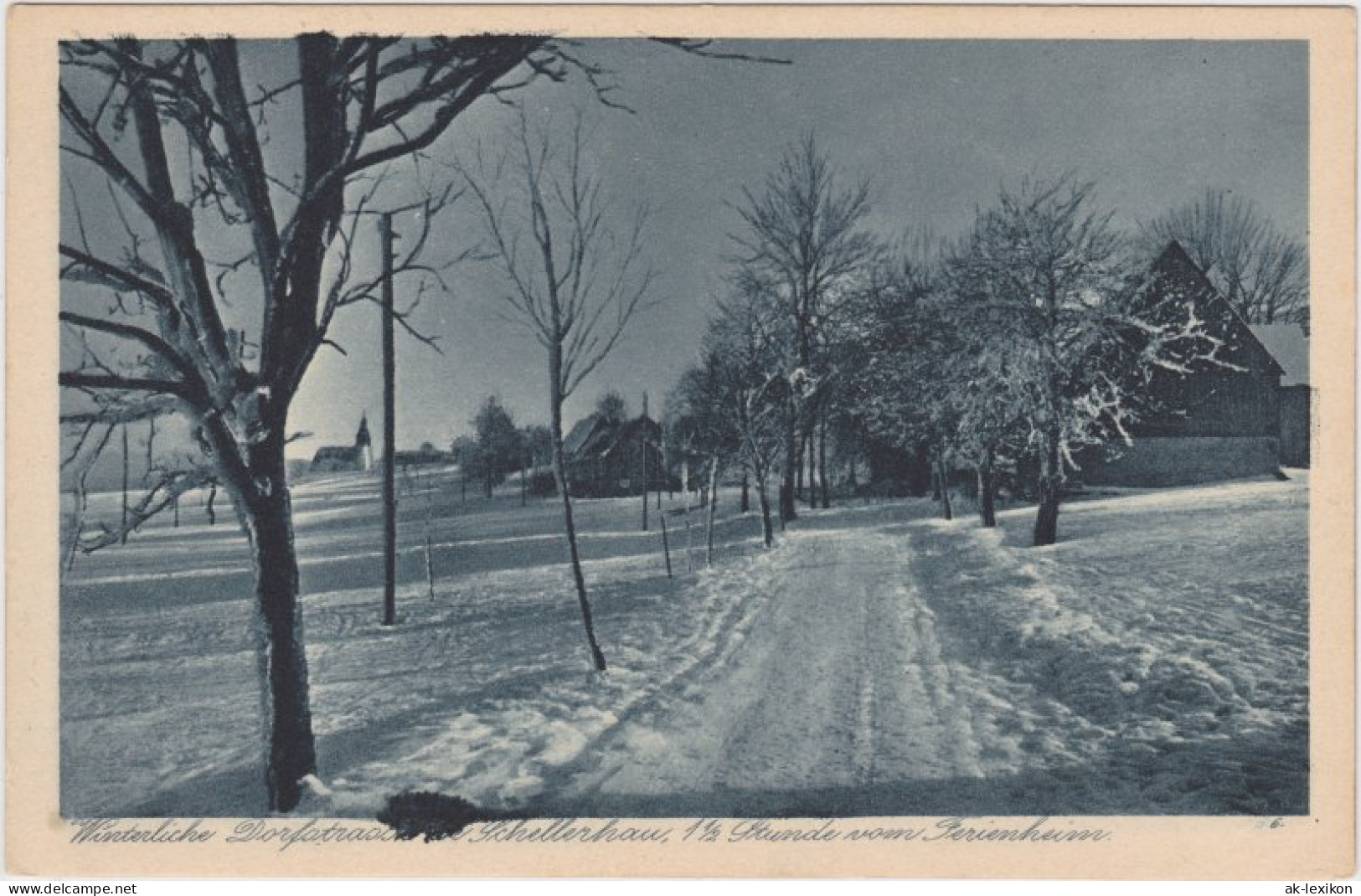 Ansichtskarte Schellerhau-Altenberg (Erzgebirge) Dorfstraße Im Winter 1929  - Schellerhau