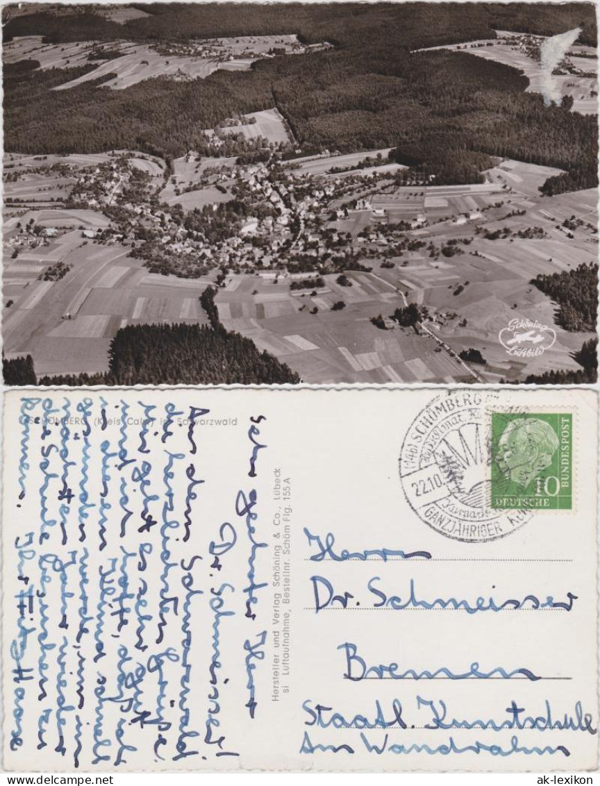Ansichtskarte Schömberg (Schwarzwald) Fliegeraufnahme 1958 - Schömberg