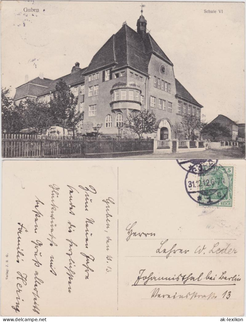 Ansichtskarte Guben Partie An Der Schule IV 1912  - Guben