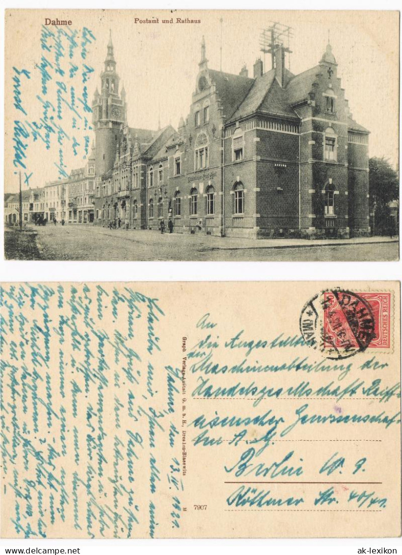 Ansichtskarte Dahme (Mark) Straßenpartie Am Postamt Und Rathaus 1921  - Dahme